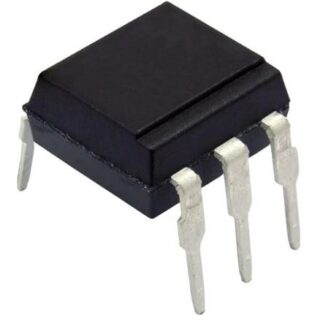Optoacoplador MCT2 con fototransistor NPN y LED infrarrojo en encapsulado DIP-6.