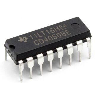Circuito integrado CD4050B CMOS con seis buffers no inversores y conversión de niveles lógicos en encapsulado DIP-16.