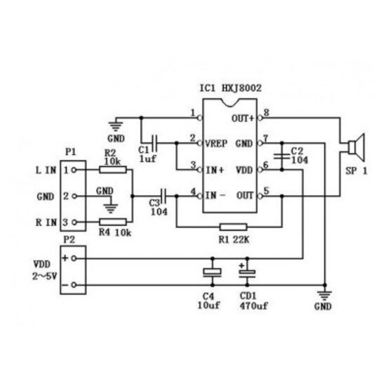 Modulo Amplificador de Audio HXJ8002 3W amplificador hxj8002