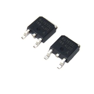 Transistor MOSFET de canal N RU7570L de 75 V y 70 A en encapsulado TO-252 para fuentes conmutadas, convertidores DC-DC y control de motores.