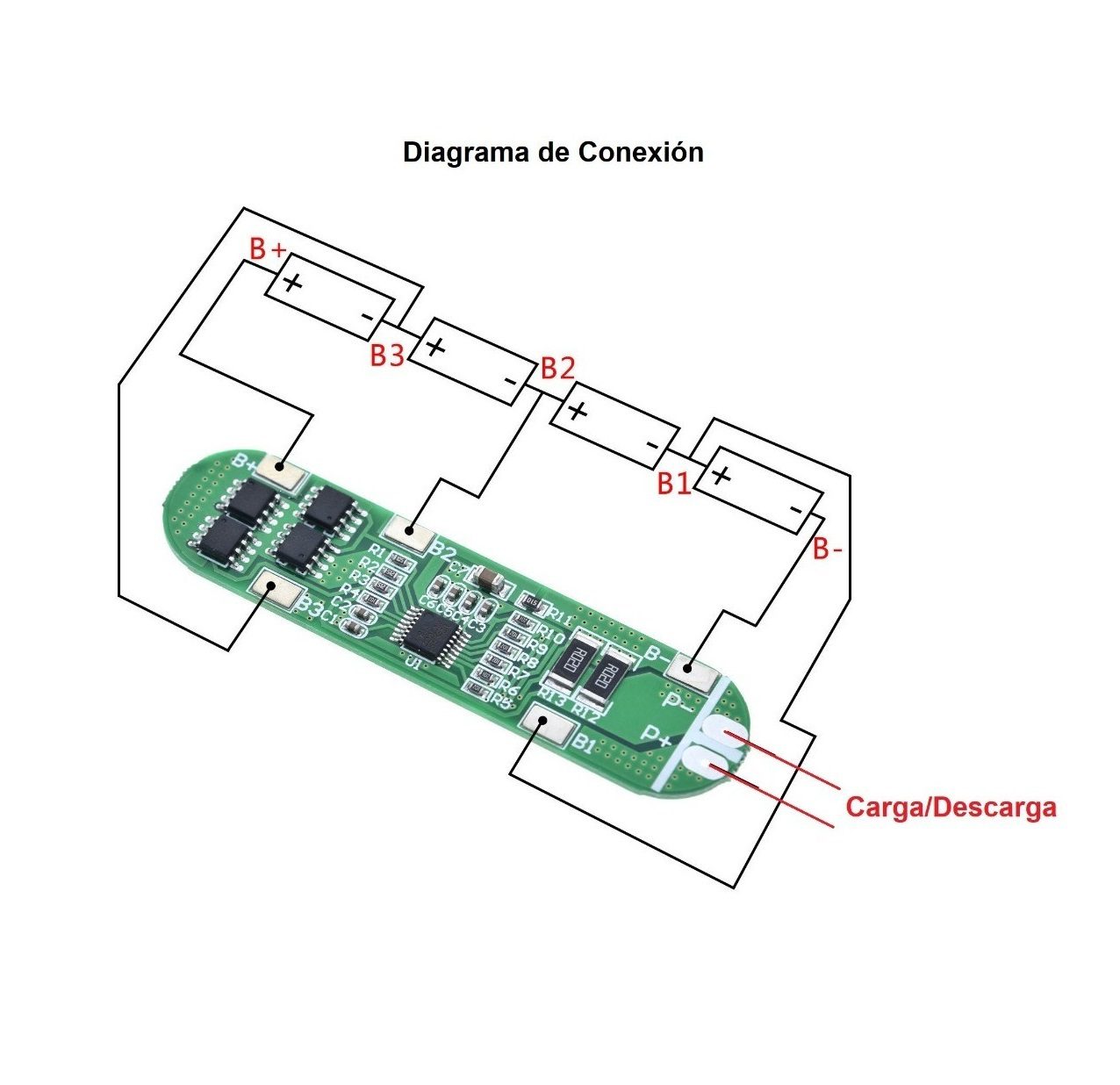 BMS para Baterías de Litio 4 Celdas 12A modulo bms 12a