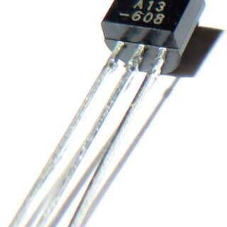 Transistor Darlington NPN MPSA13 de 30 V y 500 mA en encapsulado TO-92 para conmutación y control de cargas.