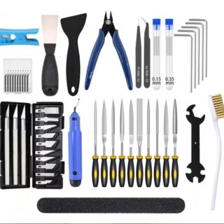 Kit de herramientas de impresora 3D para FDM/SLA: limpiador de boquillas, raspador, pinzas, herramientas de archivo y grabado para mantenimiento