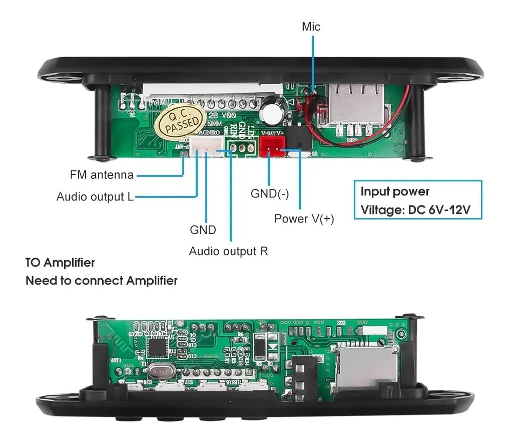 Módulo Reproductor Decodificador Bluetooth Mp3 Usb Radio - Ja-Bots