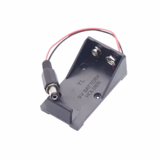 Porta pila con conector Jack para batería 9V negro ABS