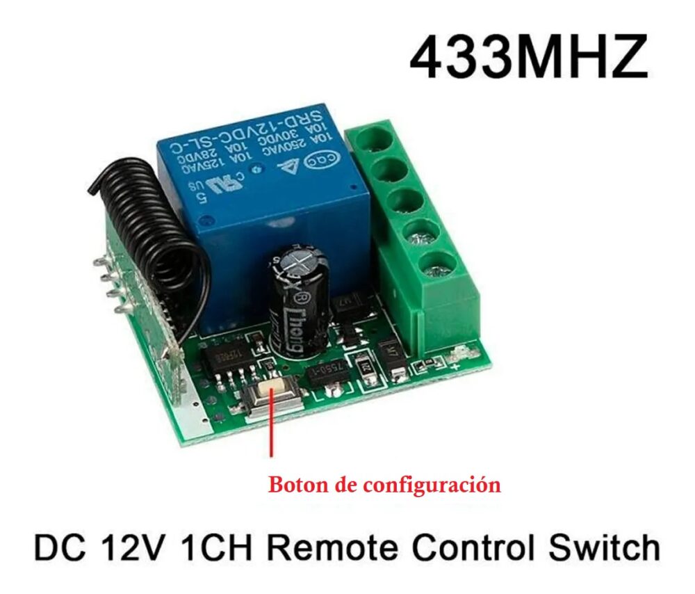 Módulo Receptor RF 433MHz 12V con Relé y Control Inalámbrico - Imagen 6