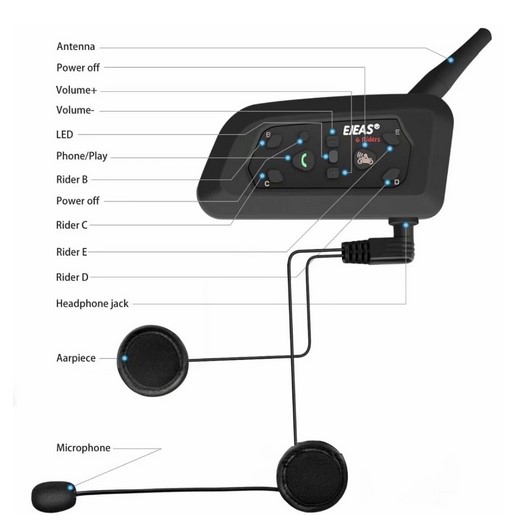 Intercomunicador V6pro Casco De Moto Bluetooth Ejeas