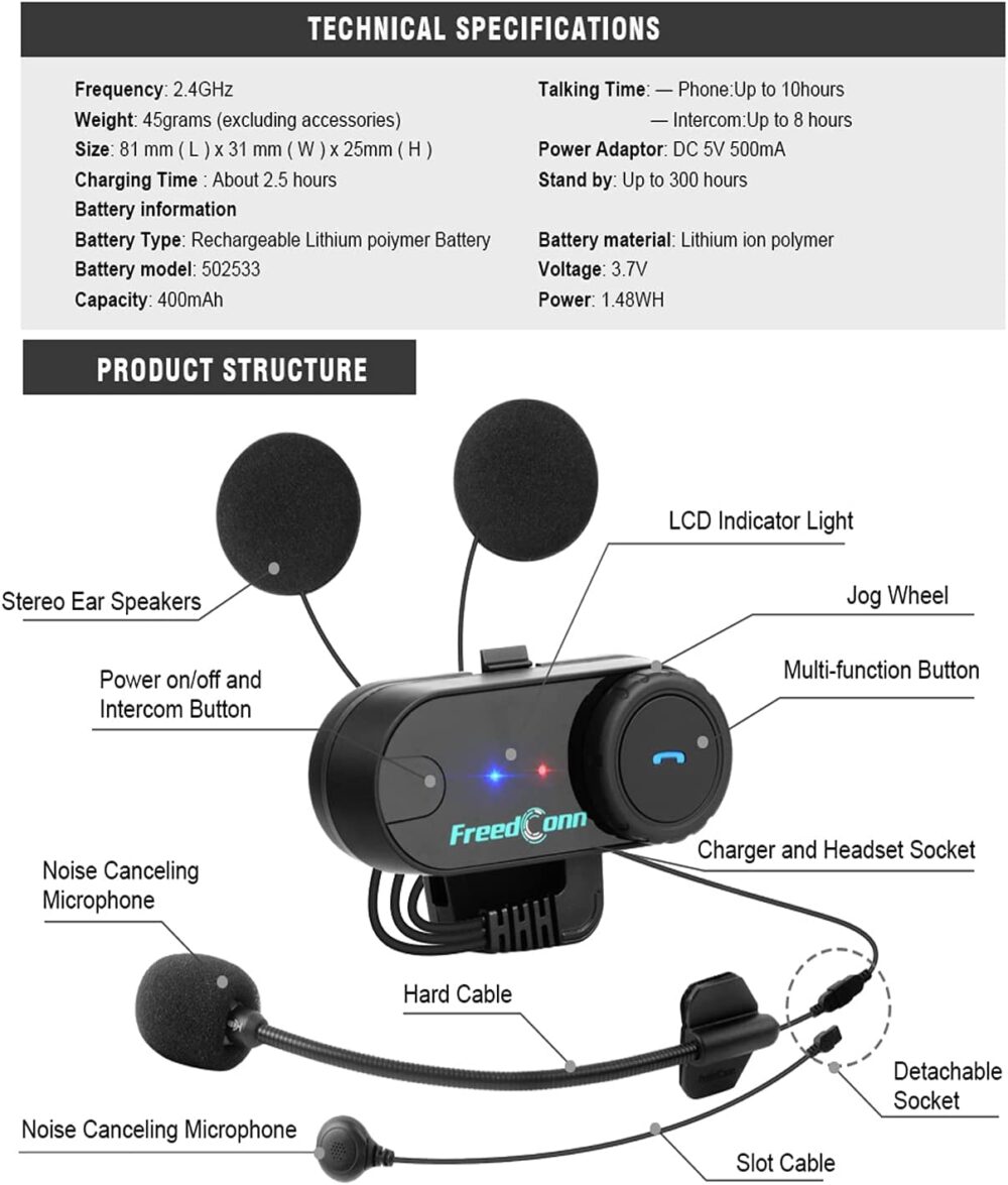 Intercomunicador Bluetooth T-Com Para Casco Motocicleta - Imagen 8