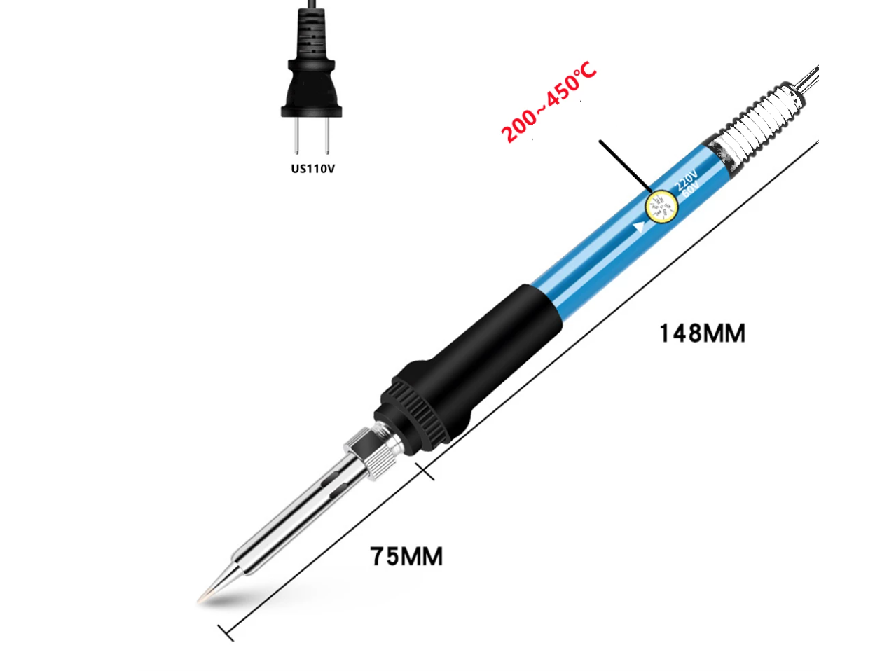 Cautín Profesional Ajustable 200–450°C 60W - Imagen 3