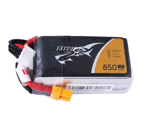 Bateria Lipo Tattu 850mAh 11.1V 75C 3S 1P