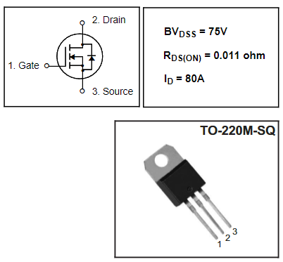 Transistor mosfet P75NF75 Canal N pines
