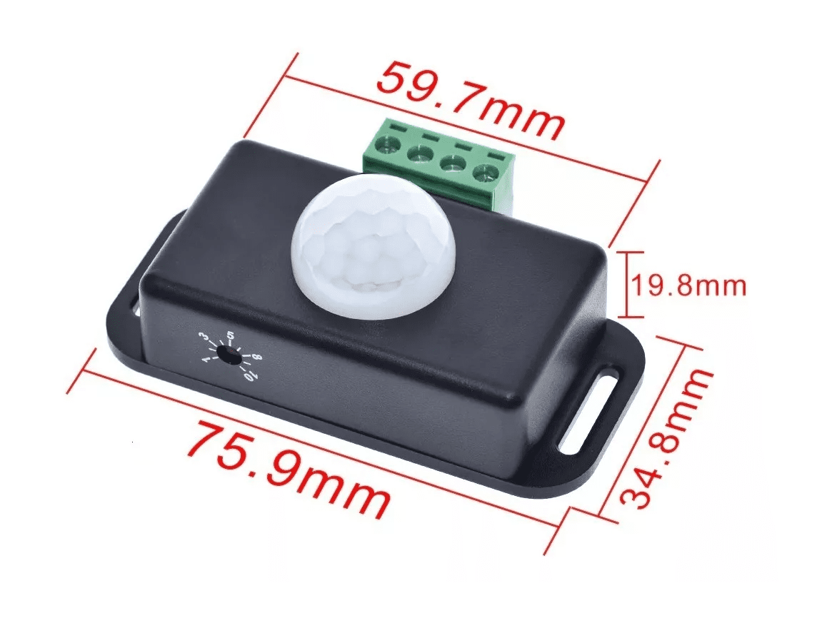Módulo PIR-8 Sensor de Movimiento Infrarrojo 6A 12V-24V Módulo PIR-8 Sensor de Movimiento Infrarrojo 6A 12V-24V - Imagen 4