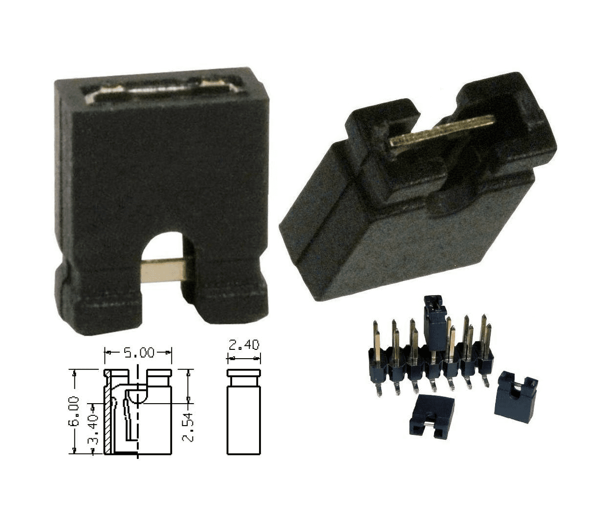 Conector Jumper 2.54 mm 2P con Tapa Abierta Pack x10 - Imagen 3