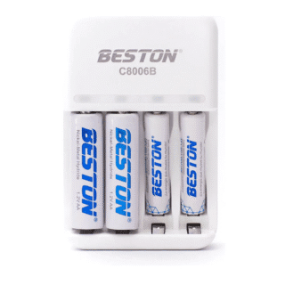 Cargador Beston BST-C8006B con 2 Baterías AA y 2 Baterías AAA Ni-MH