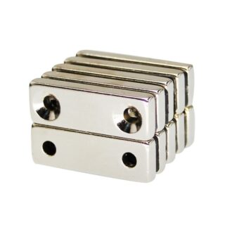 Imán de Neodimio Rectangular 30x10x4mm con Doble Orificio