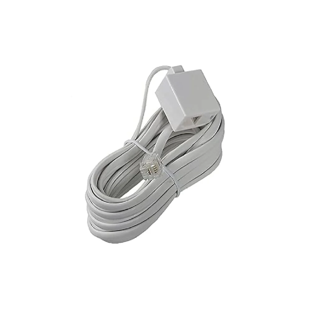 Cable de extensión para teléfono blanco (RJ-11 macho a hembra)