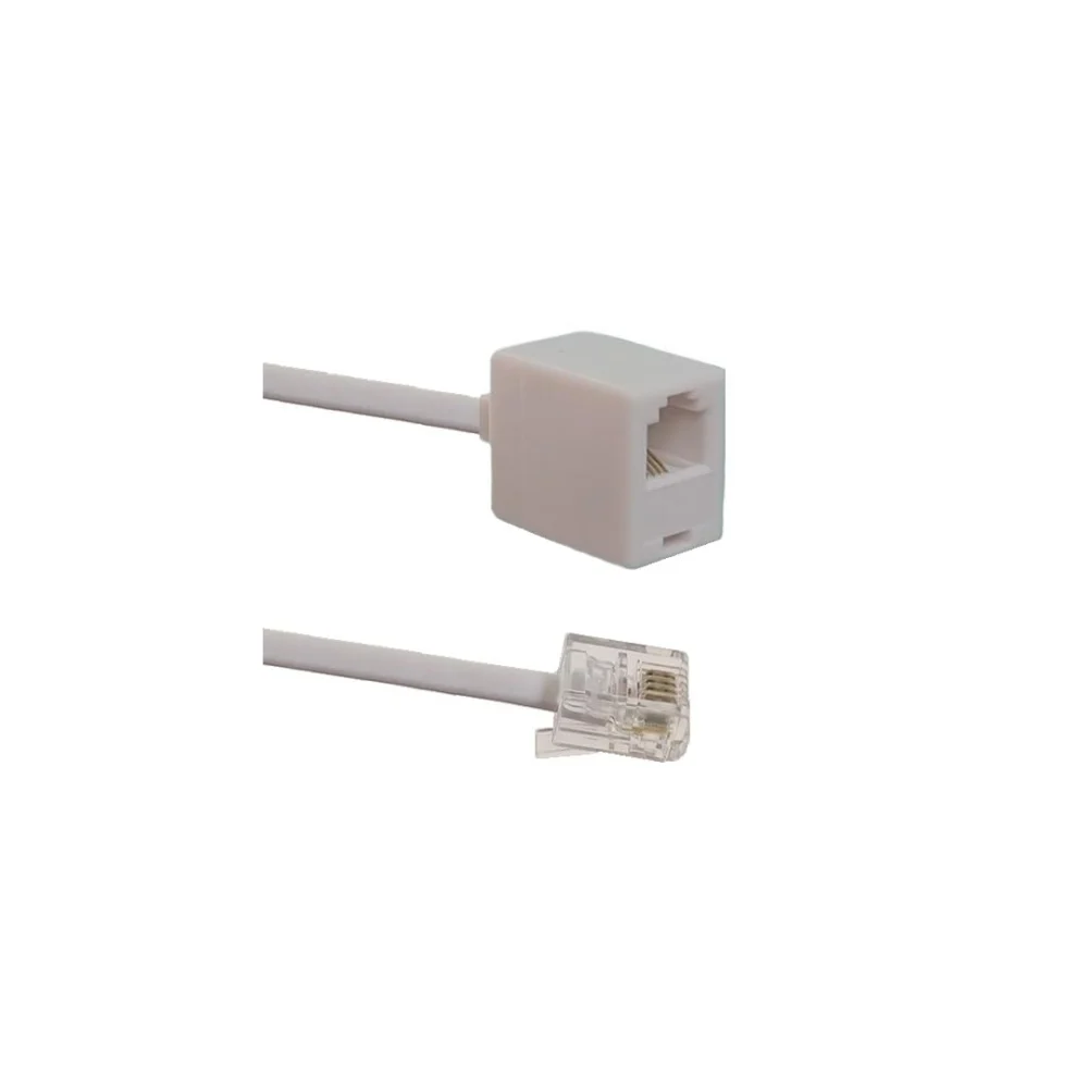 Cable de extensión para teléfono blanco (RJ-11 macho a hembra) - Imagen 2