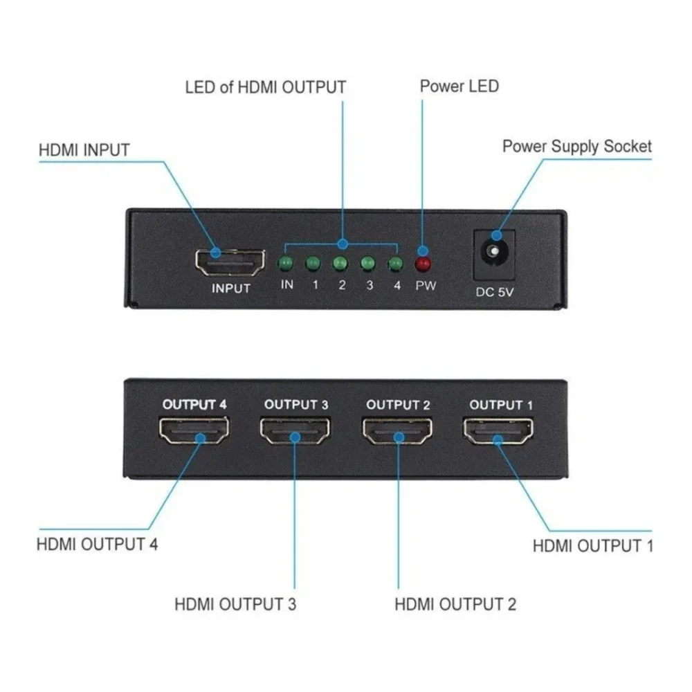 Splitter HDMI 1x4 Ultra HD 4K (1 Entrada 4 Salidas) - Imagen 3