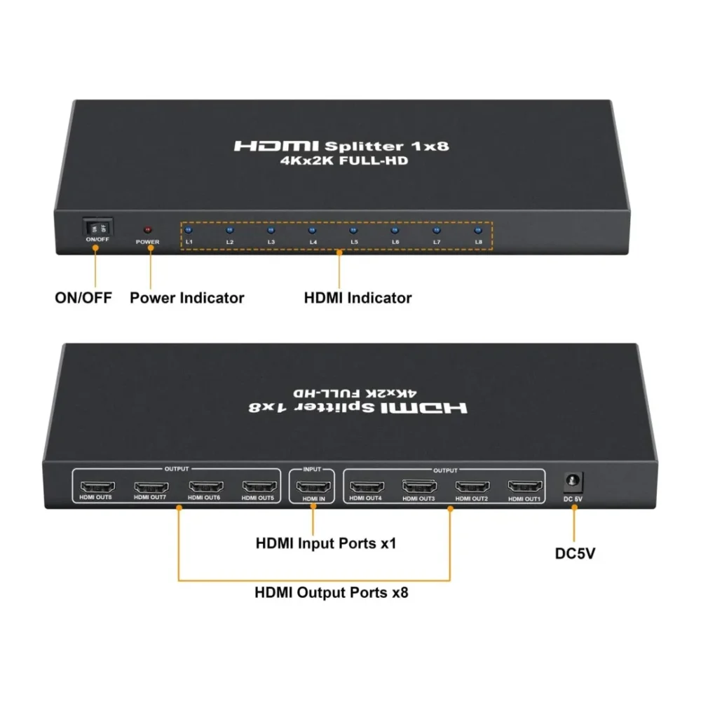 Divisor Splitter HDMI 1x8 Alta Definición 1920×1080p / 3D / 4K - Imagen 3