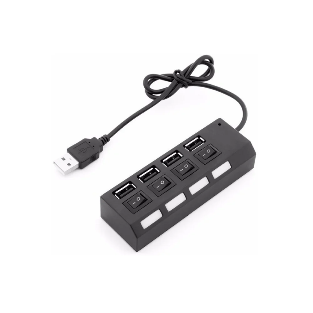 Hub USB 4 Puertos (Multiplicador USB con Switch e Indicador LED)