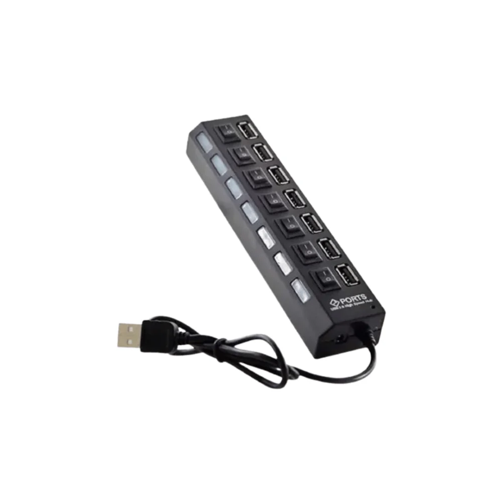 Hub USB 7 Puertos con Interruptor Individual e Indicador LED