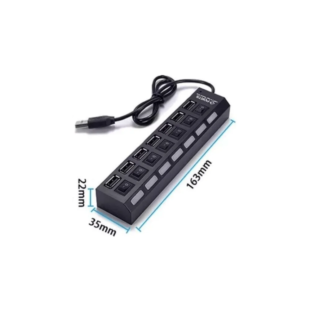 Hub USB 7 Puertos con Interruptor Individual e Indicador LED - Imagen 3