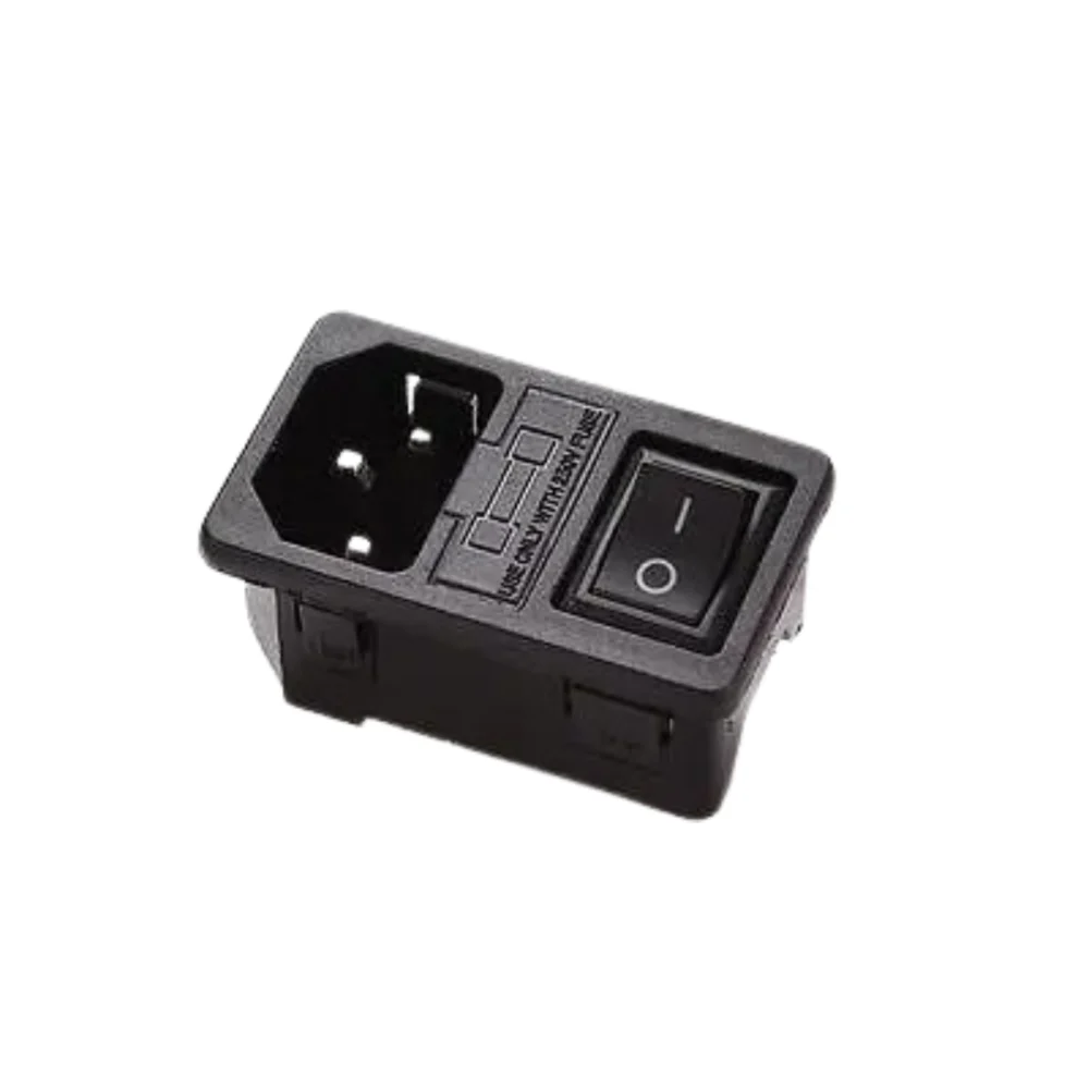Adaptador - Toma Macho Chasis con Interruptor y Portafusible