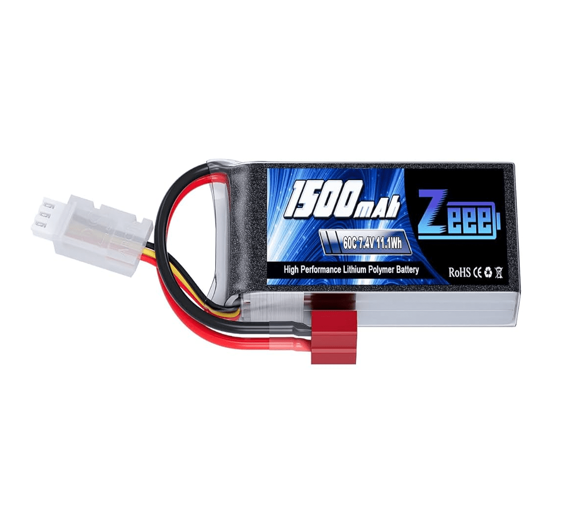 Batería LiPo Zeee 2S 1500mAh 7.4V 60C con conector Dean T