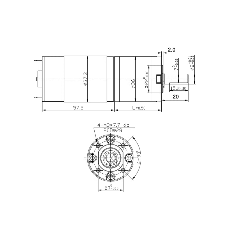Motor DC Planetario XY-36-555 Alto Torque - Imagen 4
