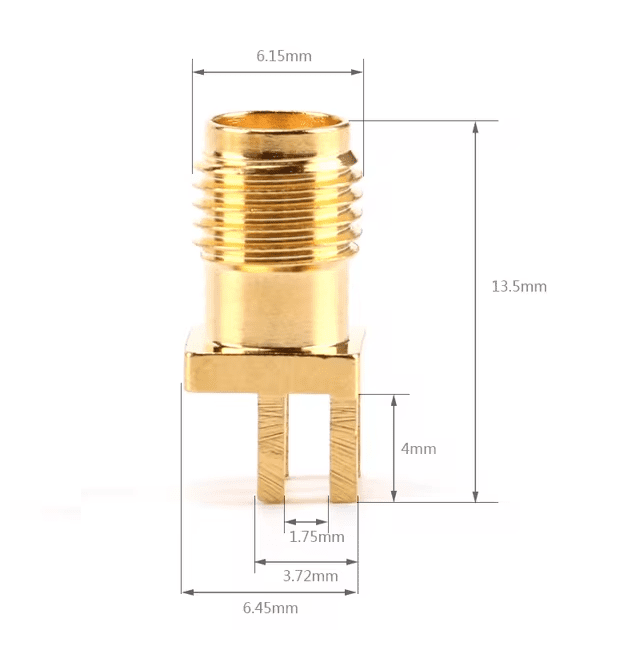 Conector SMA Hembra 1.6 mm Horizontal para PCB – Alta Frecuencia - Imagen 4