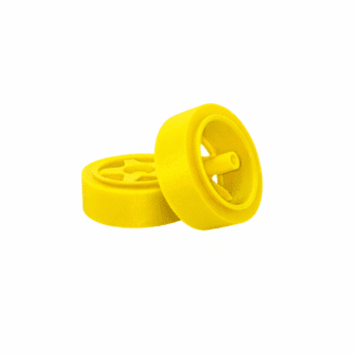 Par de Llantas de Goma Negra para Motorreductor amarillo - Alta Adherencia - Amarillo