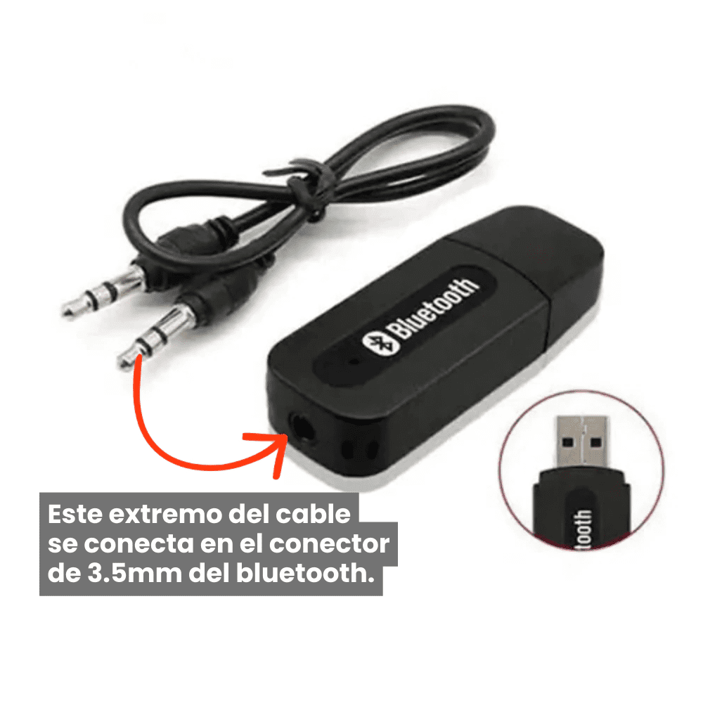 Receptor Bluetooth USB con Cable Aux 3.5mm Receptor Bluetooth USB con Cable Aux 3.5mm