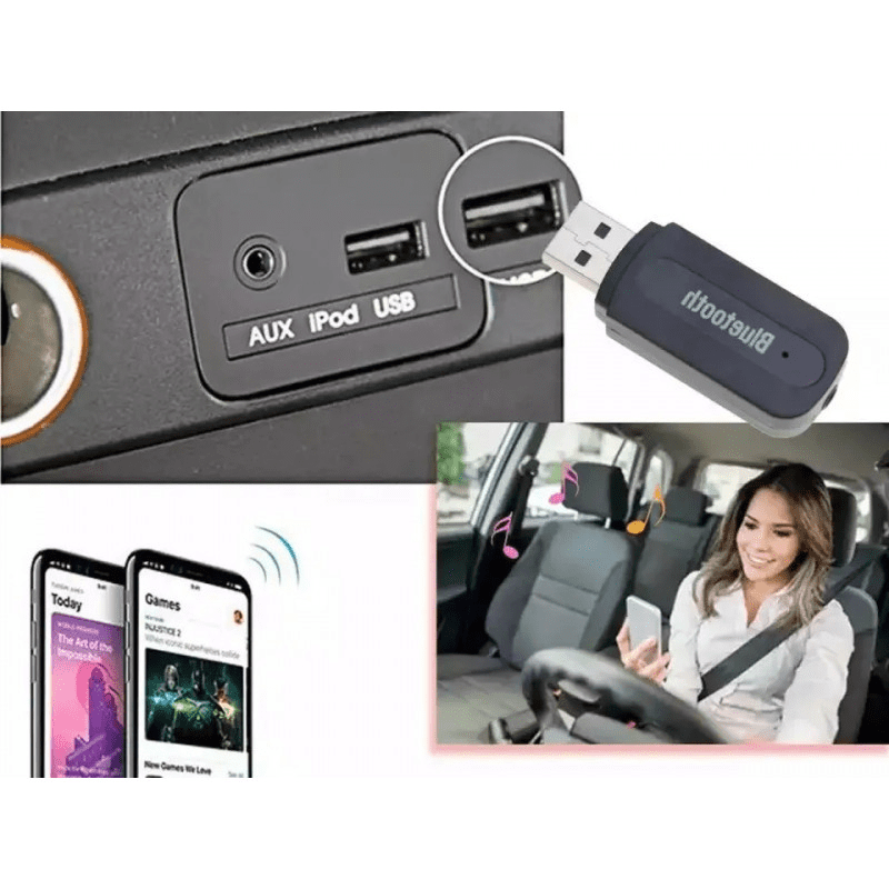 Receptor Bluetooth USB con Cable Aux 3.5mm Receptor Bluetooth USB con Cable Aux 3.5mm