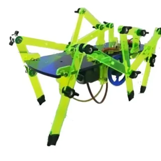 Chasis acrílico para robot hexápodo mostrando su estructura diseñada para seis patas, ideal para proyectos de robótica avanzada tipo araña.