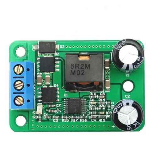 Módulo Convertidor 40057 5V 5A – Regulador DC-DC Alta Eficiencia Módulo convertidor 40057 mostrando sus componentes electrónicos y terminales de conexión, ideal para regulación de voltaje en proyectos electrónicos.