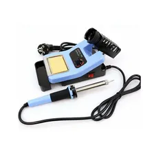 La estación de soldadura de 48W mostrando el cautín, base y control de temperatura, ideal para trabajos de electrónica, reparación y ensamblaje de circuitos.