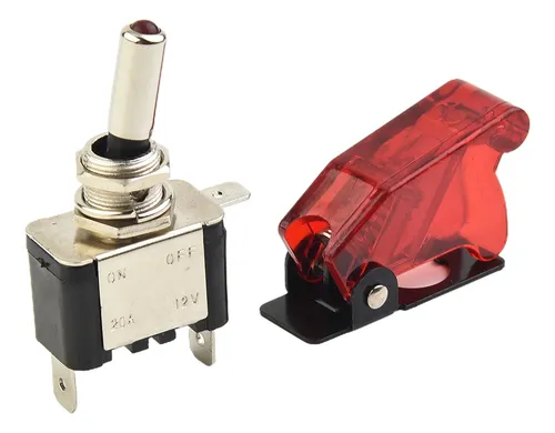 Interruptor de Palanca 12V Rojo ASW-07D con Protector Interruptor de Palanca 12V Rojo ASW-07D con Protector - Imagen 4