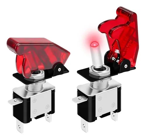 Interruptor de Palanca 12V Rojo ASW-07D con Protector Interruptor de Palanca 12V Rojo ASW-07D con Protector - Imagen 3