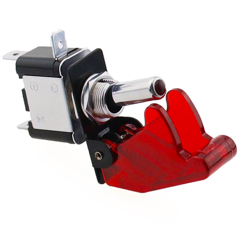 Interruptor de Palanca 12V Rojo ASW-07D con Protector Interruptor de Palanca 12V Rojo ASW-07D con Protector - Imagen 2