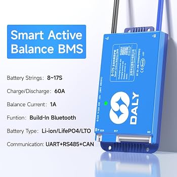 DALY SMART BMS 8-17S 60A con Balance Activo BT y Comunicación RS485/CAN DALY SMART BMS 8-17S 60A con Balance Activo BT y Comunicación RS485/CAN - Imagen 2