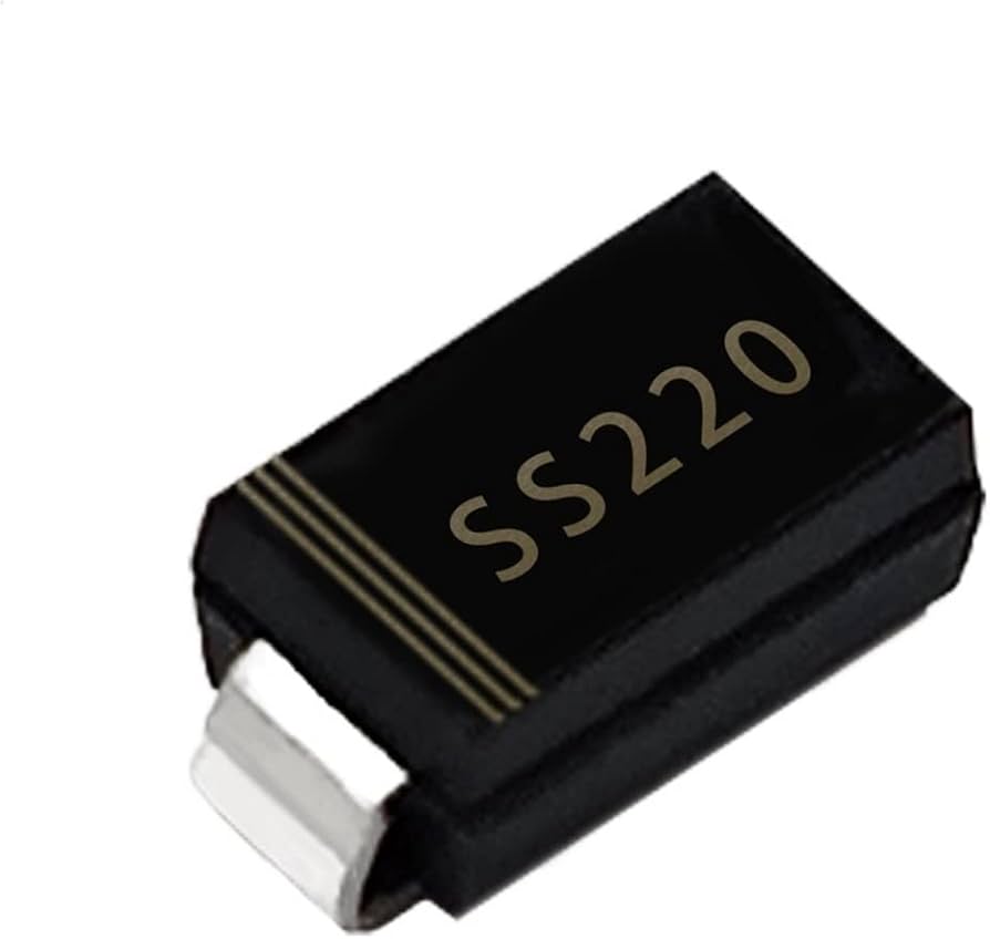 Diodo Rectificador Schottky SS220 SMA 200V 2A X10 Und Diodo rectificador Schottky SS220 de 200V y 2A en encapsulado SMA para fuentes conmutadas, convertidores DC-DC y protección electrónica.