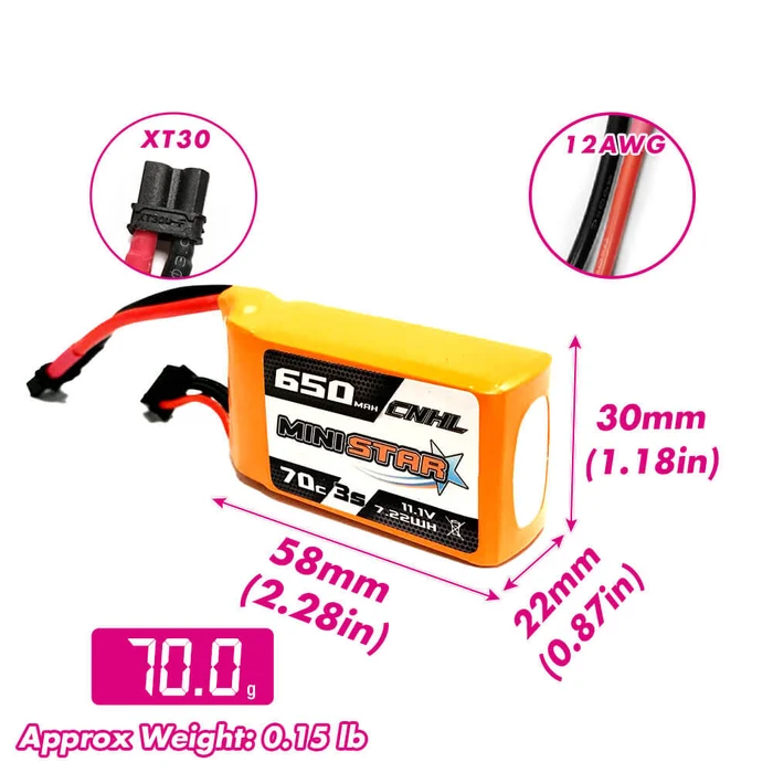 Bateria Lipo CNHL 650mAh 70c 3S 11.1V Bateria Lipo CNHL 650mAh 70c 3S 11.1V - Imagen 3