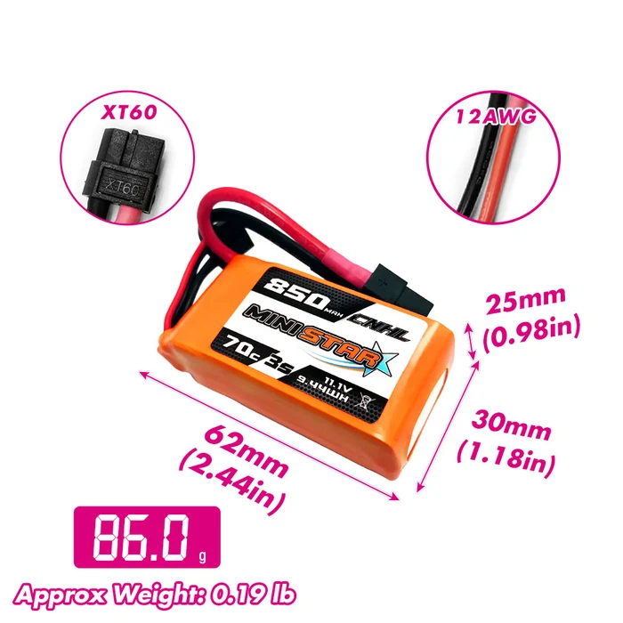 Bateria Lipo CNHL 650mAh 70c 3S 11.1V Bateria Lipo CNHL 650mAh 70c 3S 11.1V - Imagen 4