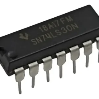 Circuito integrado 74LS30 con una compuerta NAND de 8 entradas en encapsulado DIP-14 para aplicaciones de lógica digital TTL.