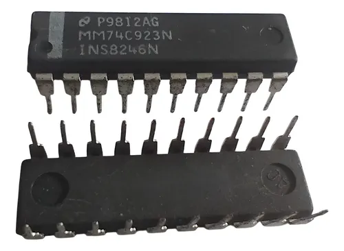 Circuito Integrado 74C923 Codificador de Teclado 20 Teclas DIP-20 Circuito integrado 74C923 codificador CMOS para teclado matricial de hasta 20 teclas con salida binaria y encapsulado DIP-20.