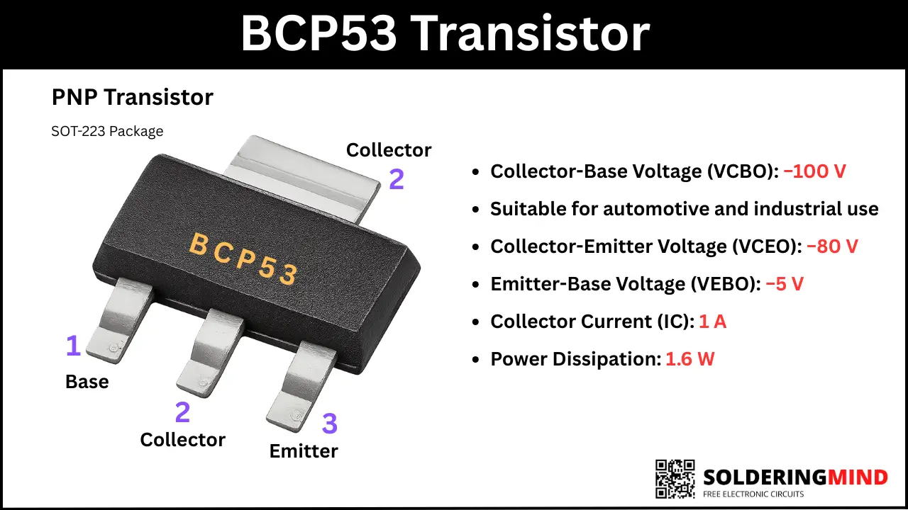 Transistor BJT PNP BCP53 SOT-223 Transistor BJT PNP BCP53 SOT-223 - Imagen 2