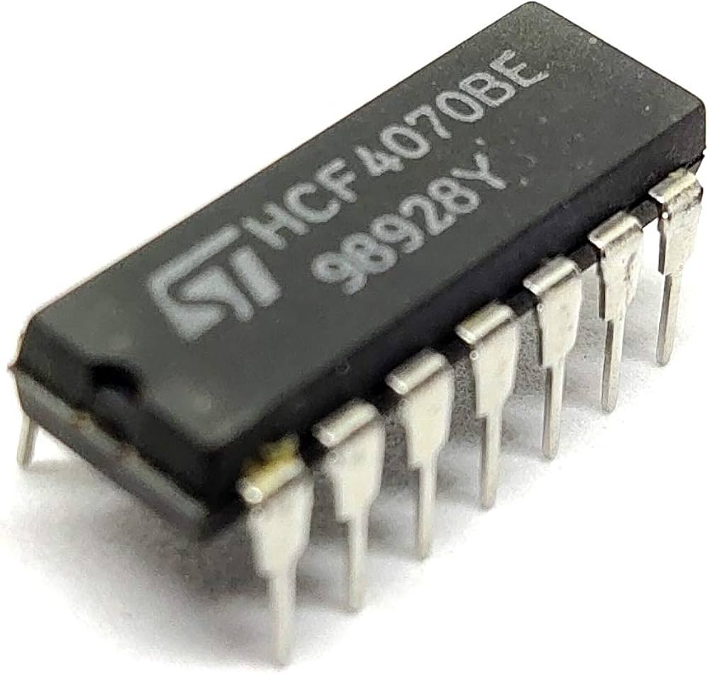 Compuerta XOR Cuádruple CD4070B DIP-14 Circuito integrado CD4070B CMOS con cuatro compuertas XOR de dos entradas en encapsulado DIP-14.
