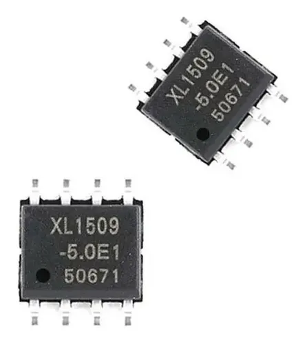 Circuito Integrado XL1509-5.0E1 Convertidor DC-DC Buck 5V 2A SOP-8 Circuito integrado XL1509-5.0E1 convertidor DC-DC Buck de 5 V y 2 A en encapsulado SOP-8 para fuentes de alimentación y reguladores de voltaje.