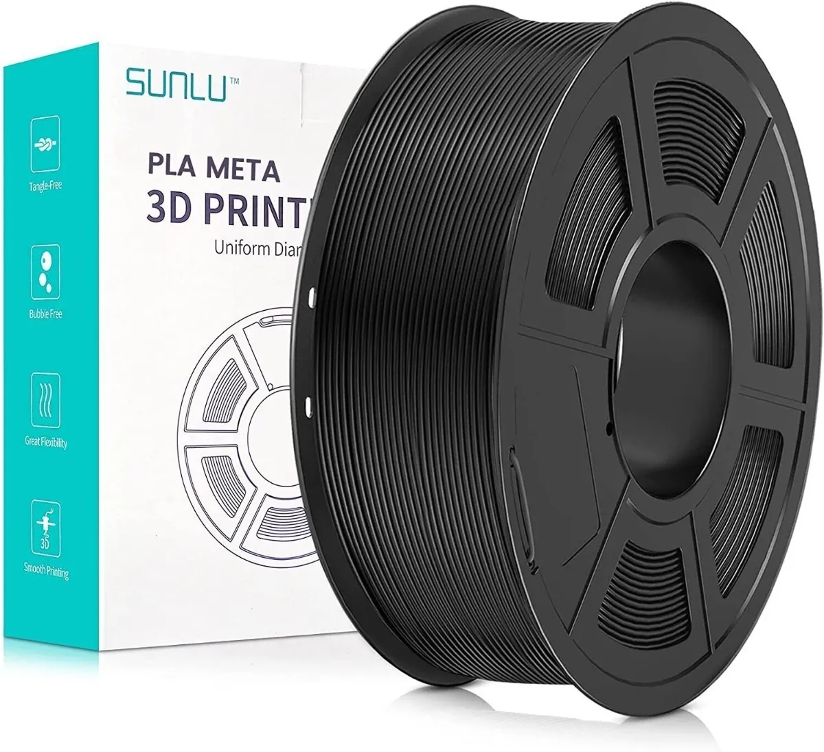 Filamento SUNLU PLA Negro 1.75 mm 1 kg Filamento SUNLU PLA negro de 1.75 mm y 1 kg para impresión 3D